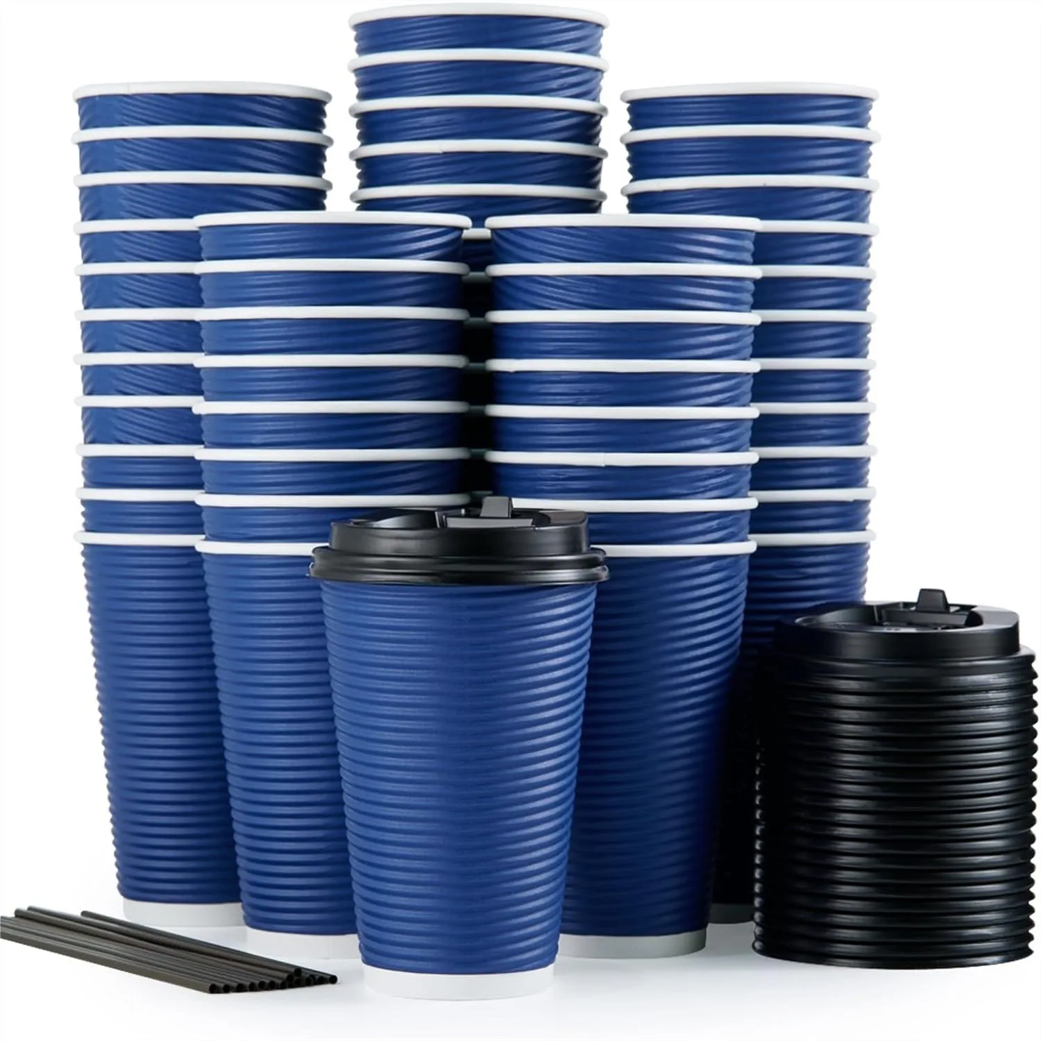 Coffee Tea Paper Cups - 80 Pack 16 oz Disposable Insulated