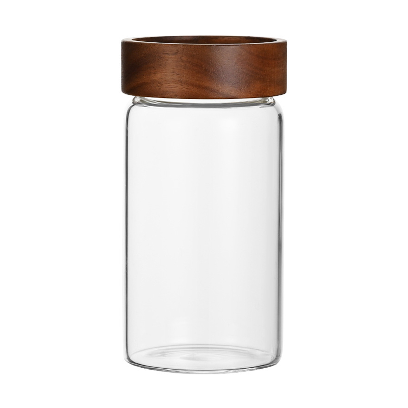 Coffee Tea Beans - Glass Sealed Storage Jar With Acacia