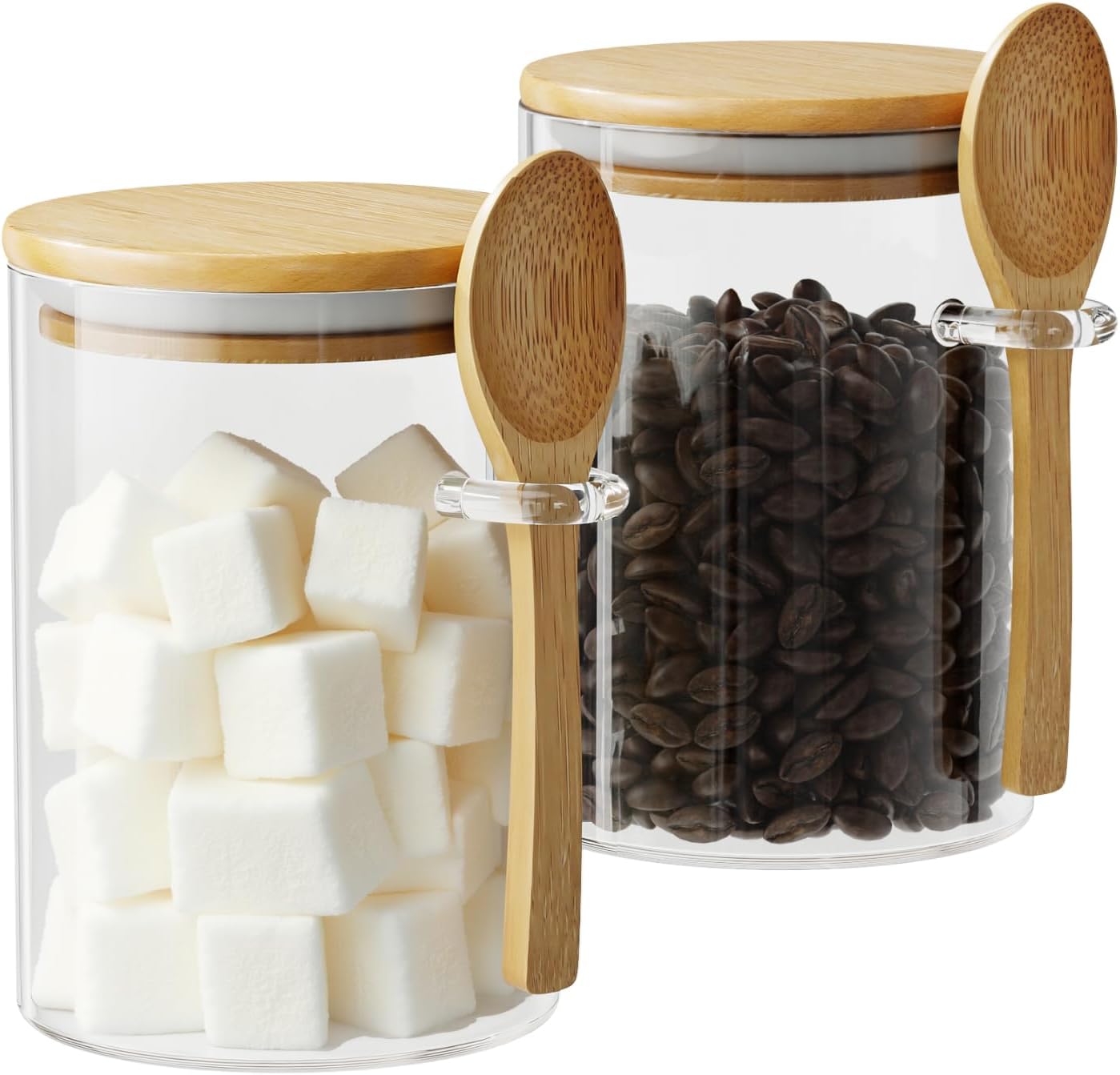 Coffee Tea Spoon - 2 Pack 15oz Glass Sugar Container
