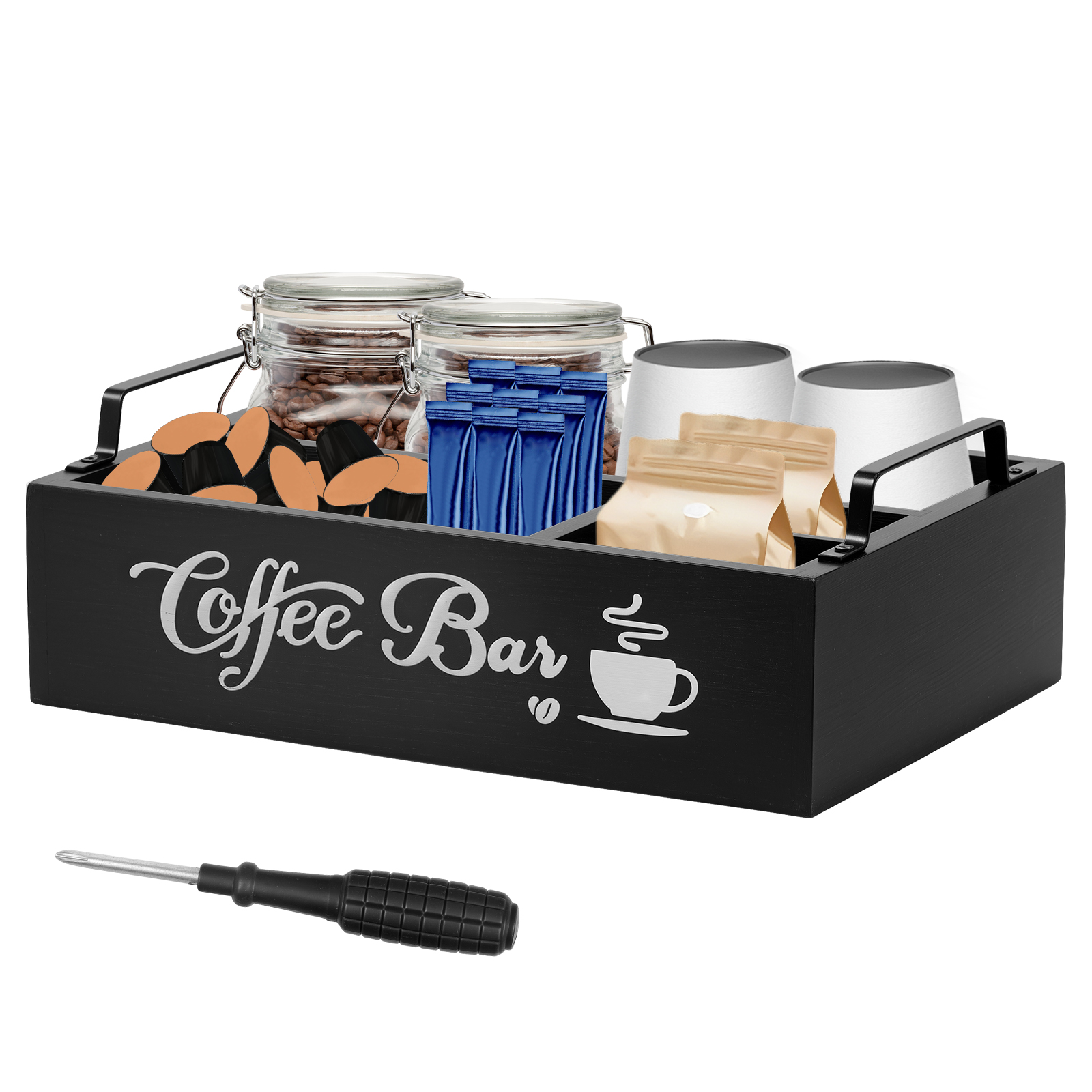 Coffee Tea Beans - Wooden Coffee Rack Portable Desktop Tea