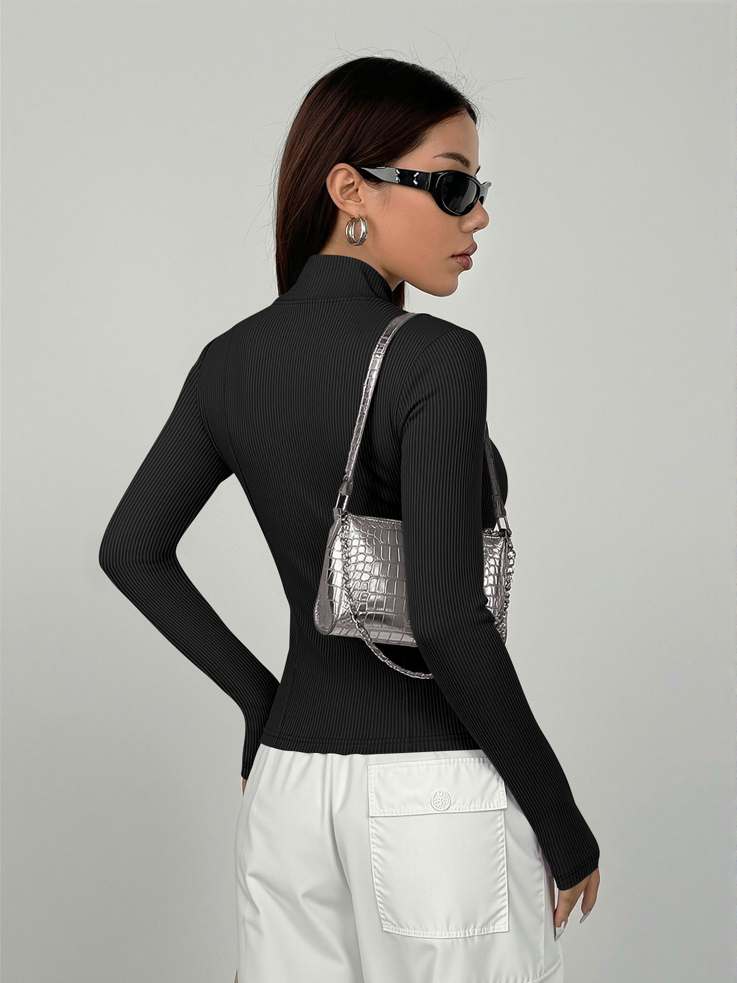 Everyday Ribbed High Neck Zip- - Coffee&Tea House Menu ulasan dan harga