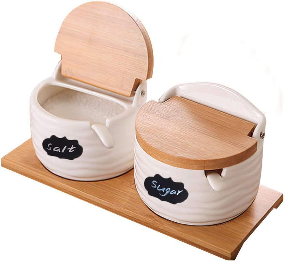 Ceramic Salt Cellars with Lids - Coffee Tea Spoon ulasan dan harga