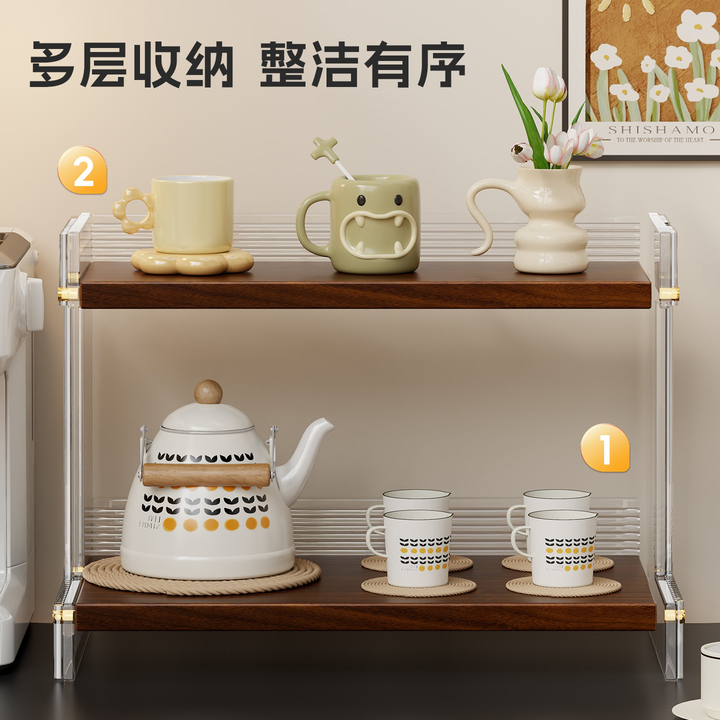 Desktop cup storage rack Count - Tea Coffee Set Up ulasan dan harga