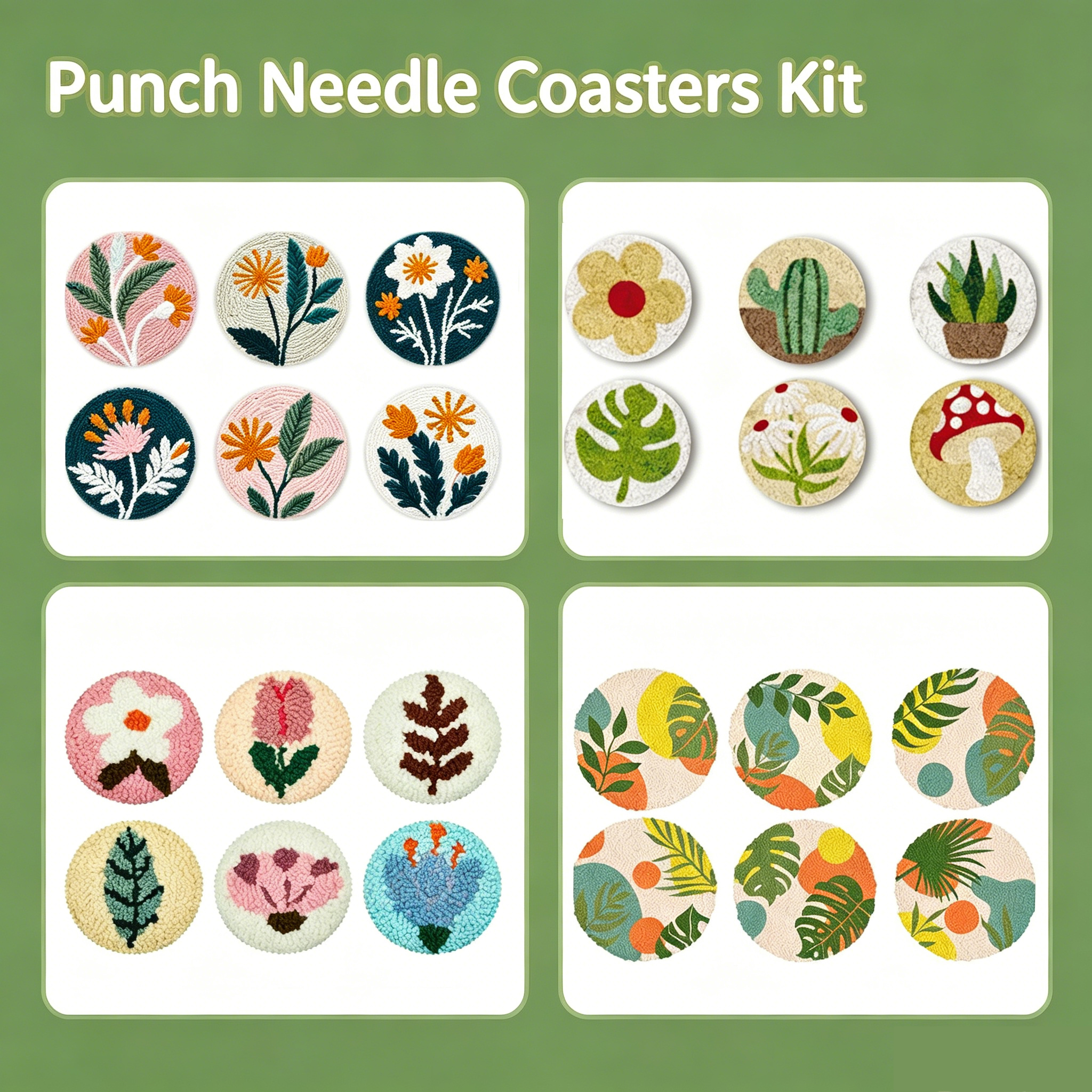 6 Pcs Flower Punch Needle Coas - Tea Coffee Set Up ulasan dan harga