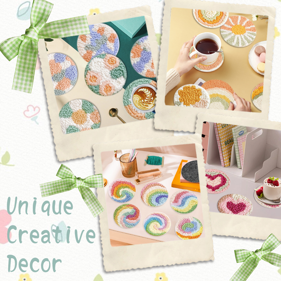 6 Pcs Flower Punch Needle Coas - Tea Coffee Set Up ulasan dan harga