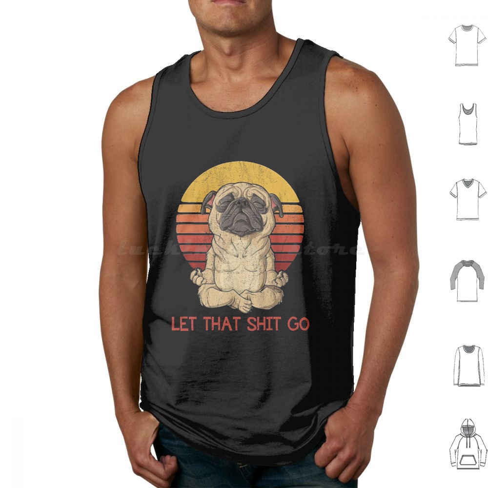 Vintage Pug Yoga Tank Tops Ves - Coffee Tea Knits ulasan dan harga