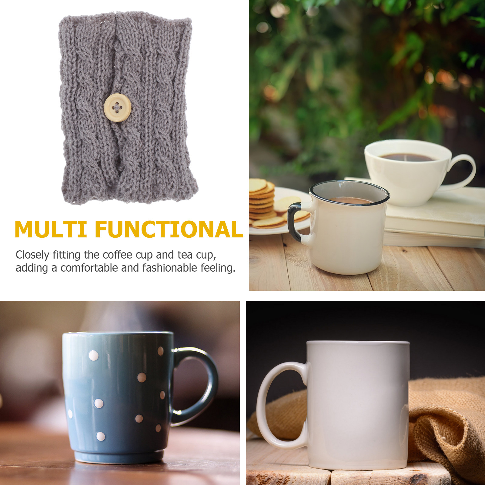 2Pcs Knitted Cups Sleeve Reusa - Coffee Tea Knits ulasan dan harga