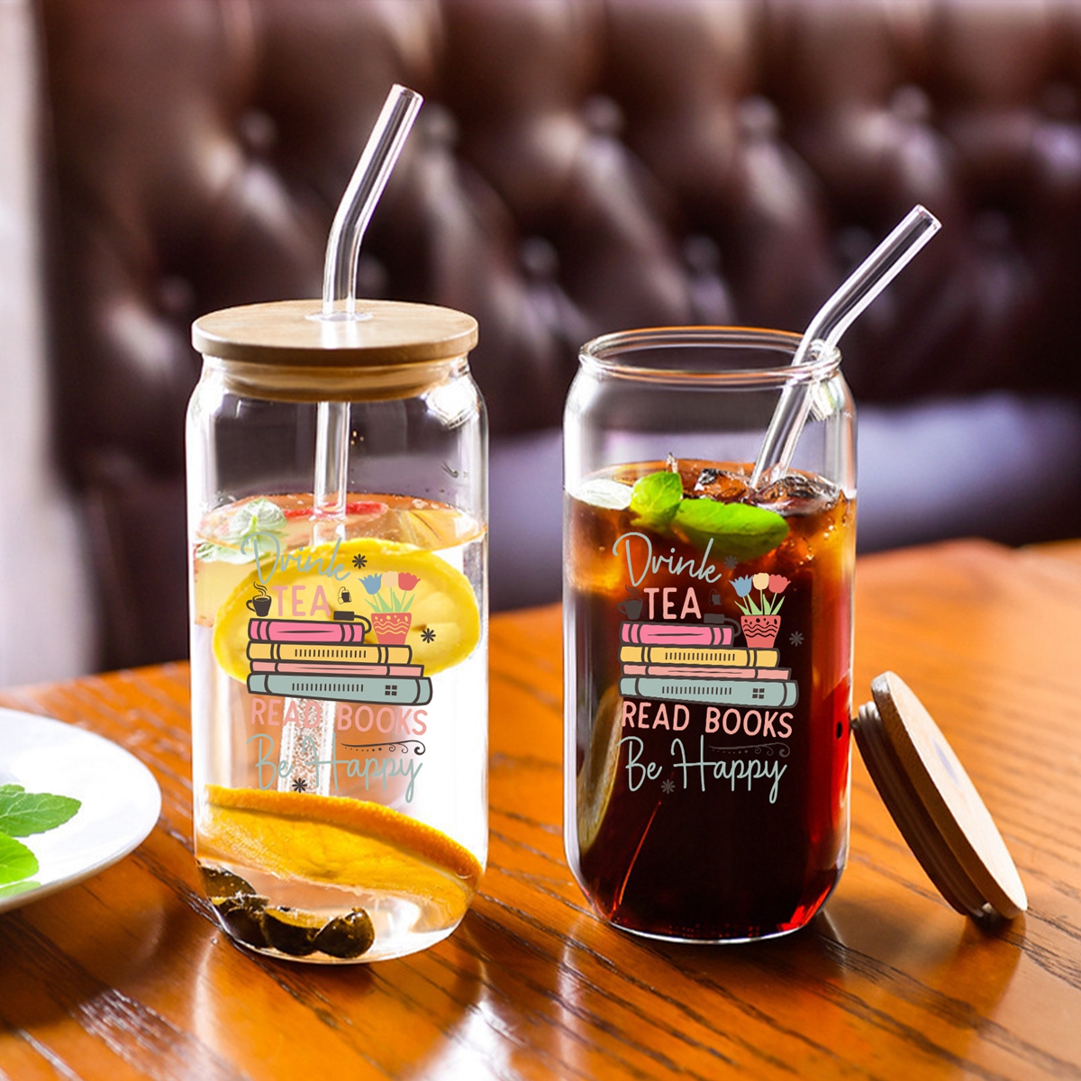 1pc Drink Tea Read Books Be Ha - Coffee Tea Library ulasan dan harga