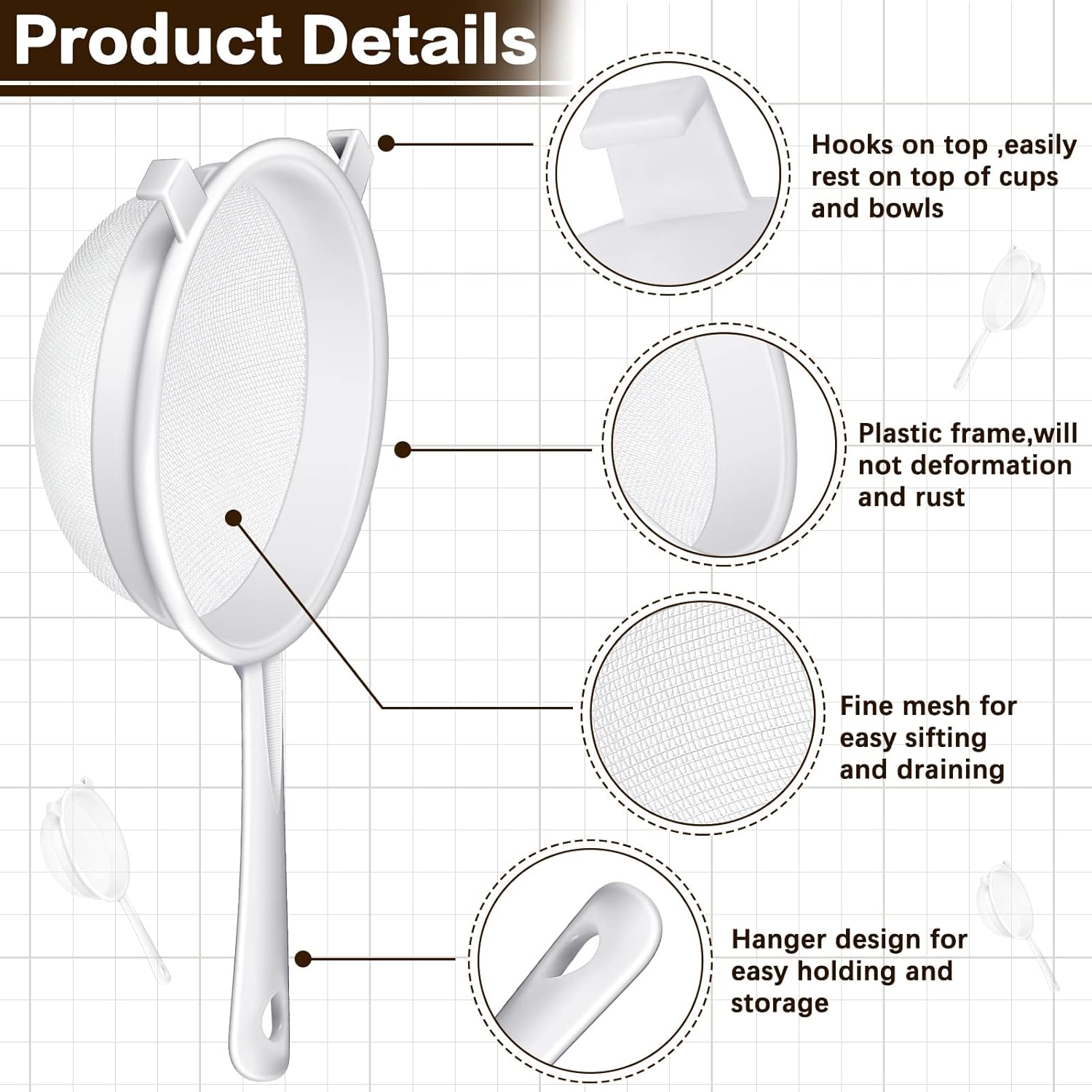3 Pcs Plastic Mesh Strainers w - Tea Strainer Mesh ulasan dan harga