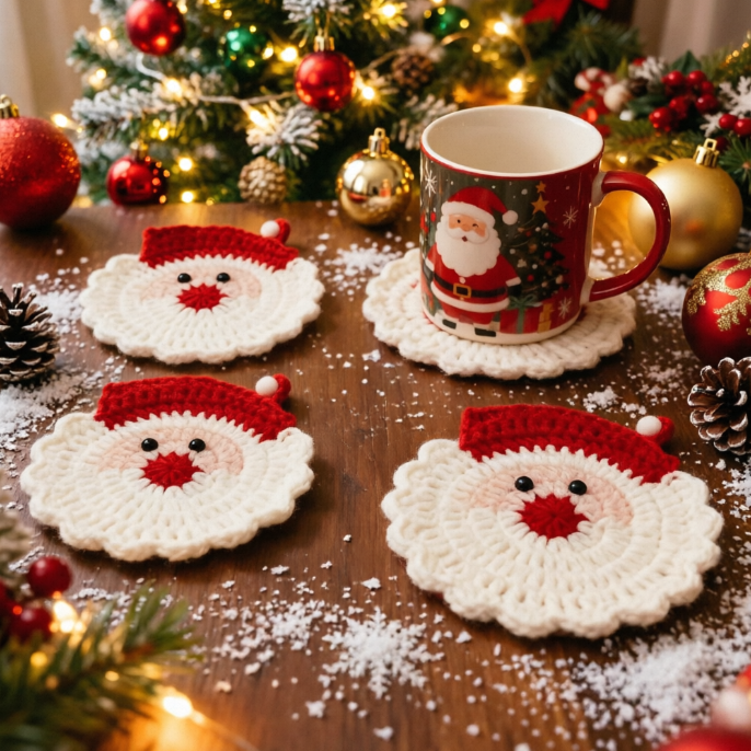 Cute 3D Santa Face Knitted Cup - Coffee Tea Knits ulasan dan harga