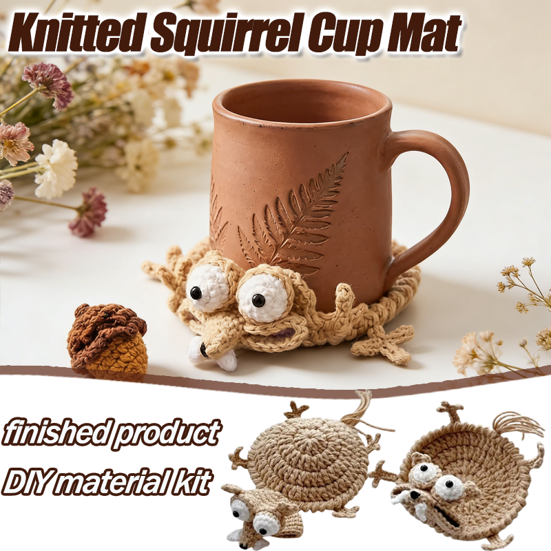 Cute Knitted Squirrel Coasters - Coffee Tea Knits ulasan dan harga