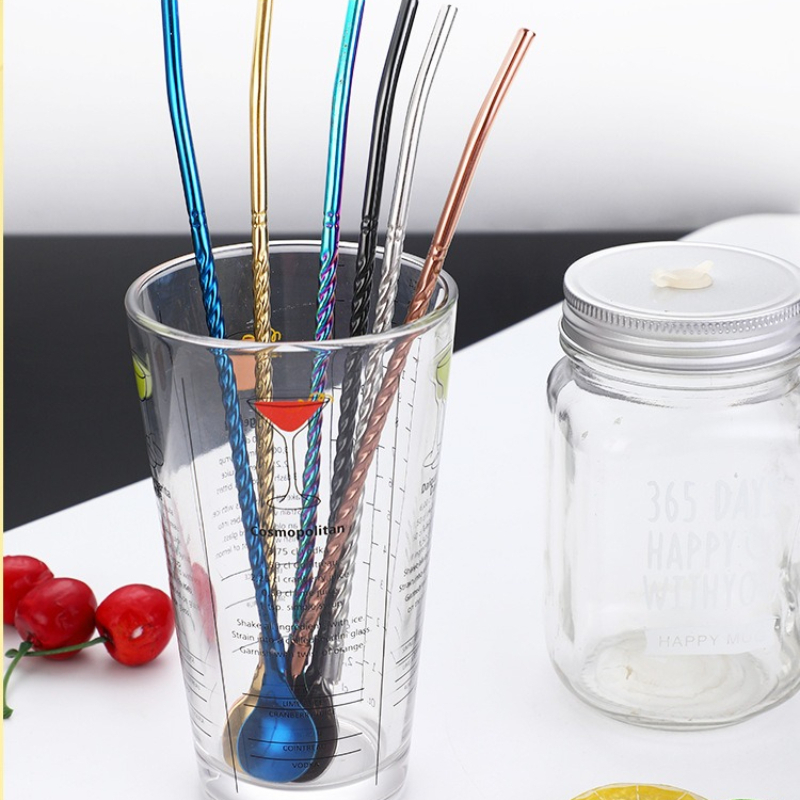 Long Twisted Straw Spoon Porta - Coffee Tea Spoon ulasan dan harga