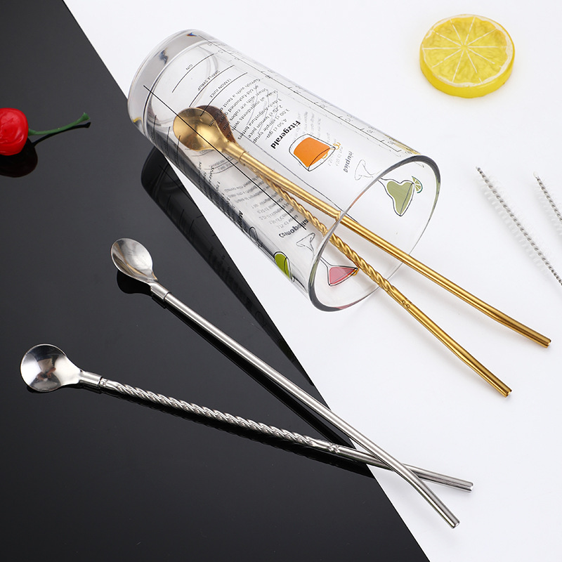 Long Twisted Straw Spoon Porta - Coffee Tea Spoon ulasan dan harga