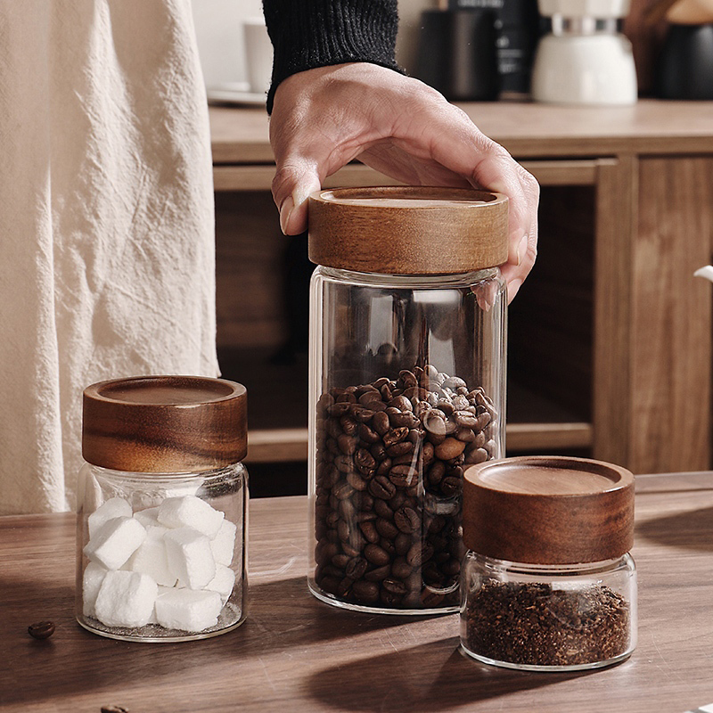 Glass Sealed Storage Jar With  - Coffee Tea Beans ulasan dan harga