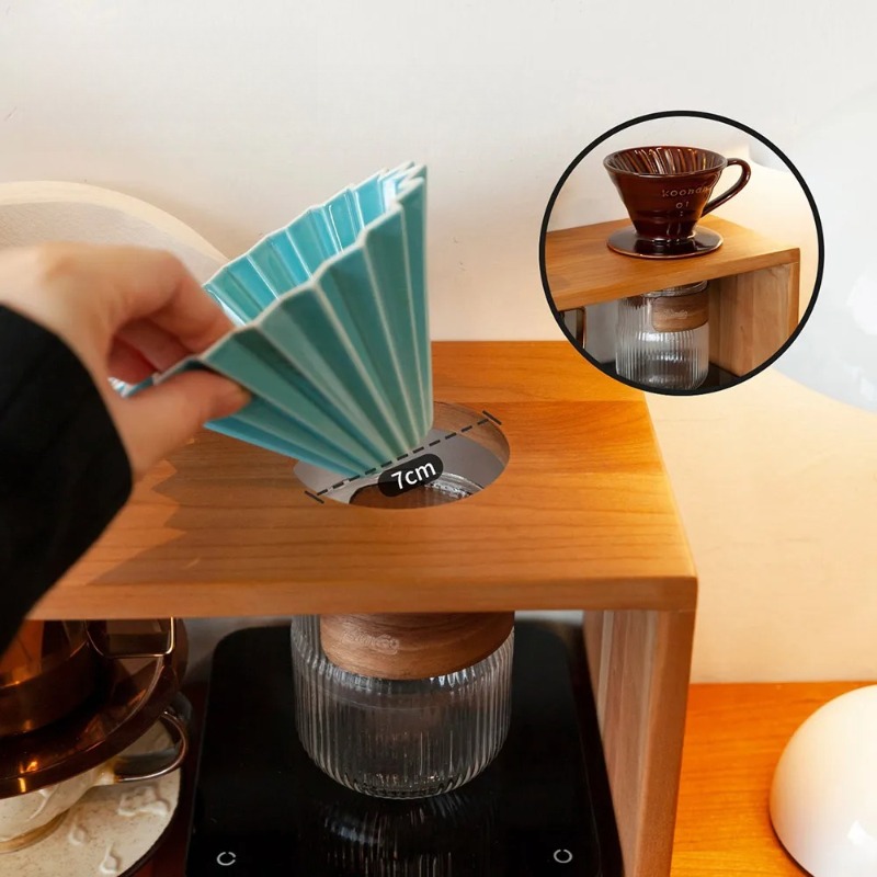 Solid Wood Coffee Drip Station - Tea Coffee Set Up ulasan dan harga