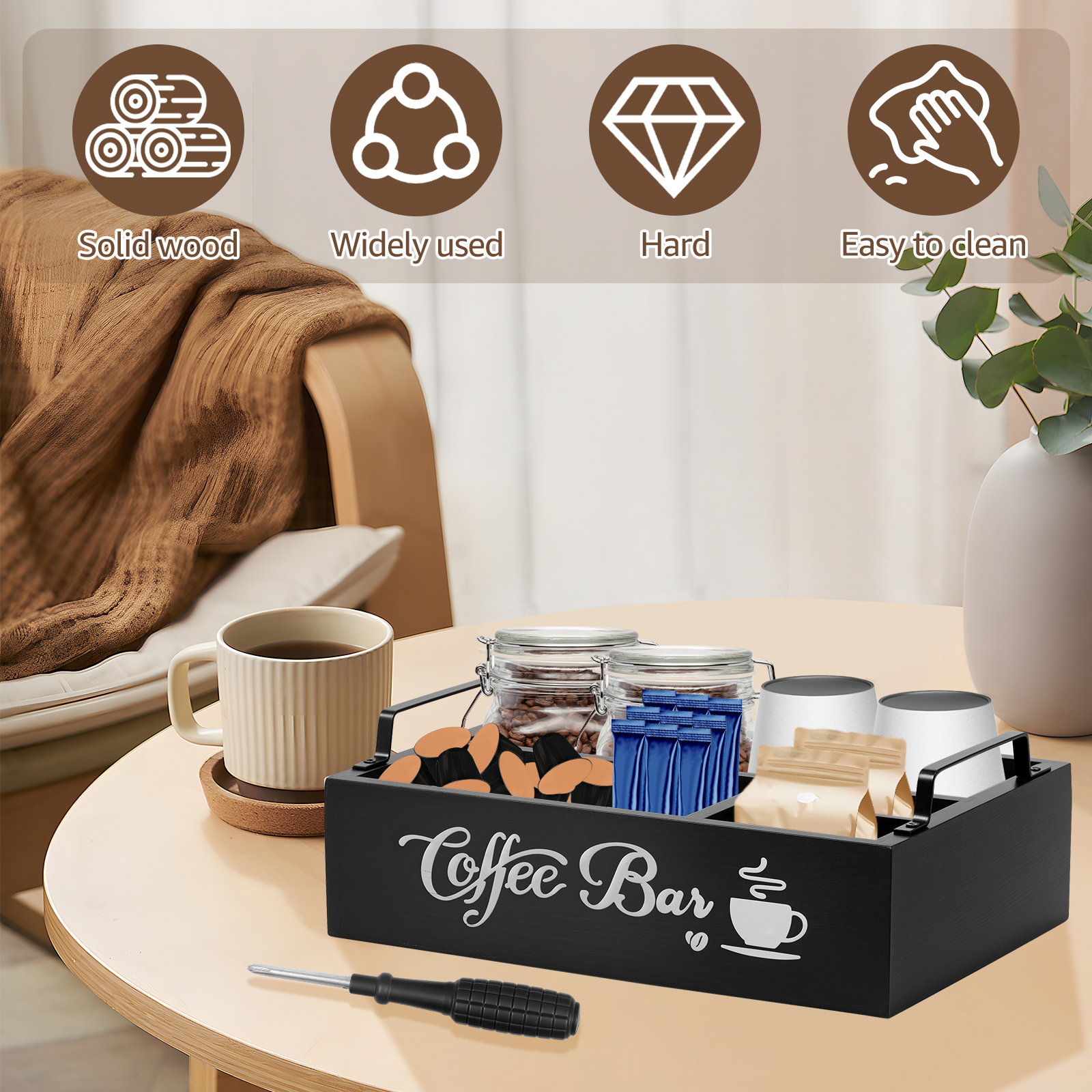 Wooden Coffee Rack Portable De - Coffee Tea Beans ulasan dan harga