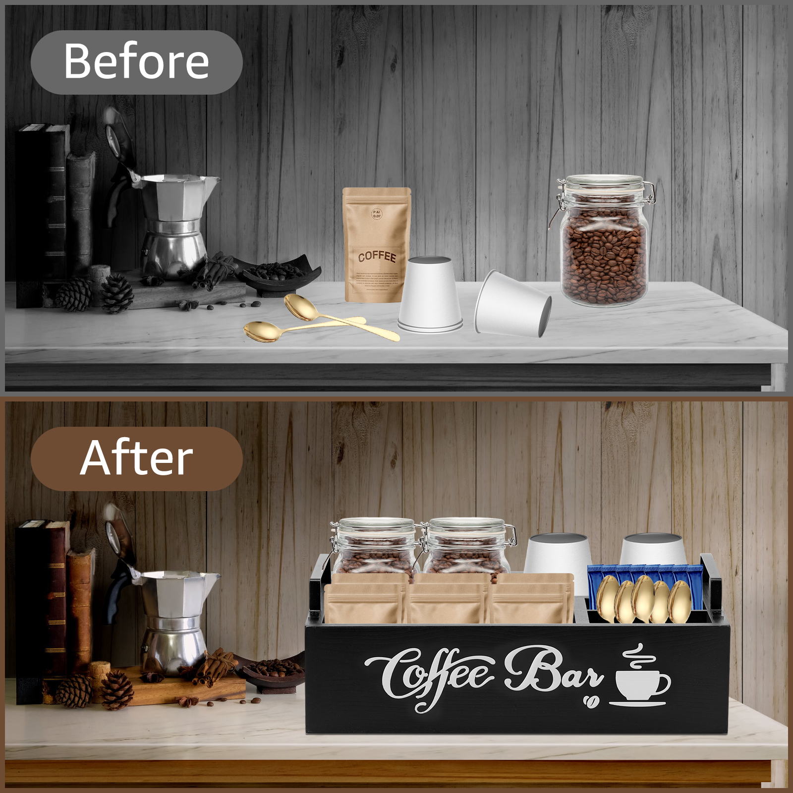 Wooden Coffee Rack Portable De - Coffee Tea Beans ulasan dan harga