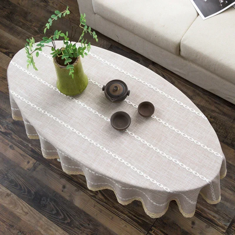 Cotton and Linen Oval Tableclo - Coffee Tea Knits ulasan dan harga